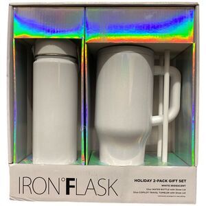 Iron Flask 2-Pack Gift Set, 22oz. Water Bottle & 32oz. Copilot Tumbler, White